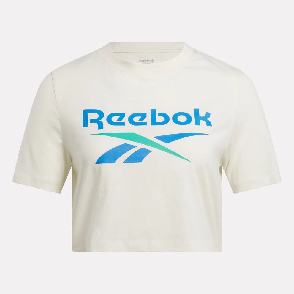 QuickDry Material Reebok Women's Identity Big Logo Crop Chalk White Tee