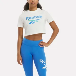 Reebok Women's Identity Big Logo Crop Chalk White Tee Active Look