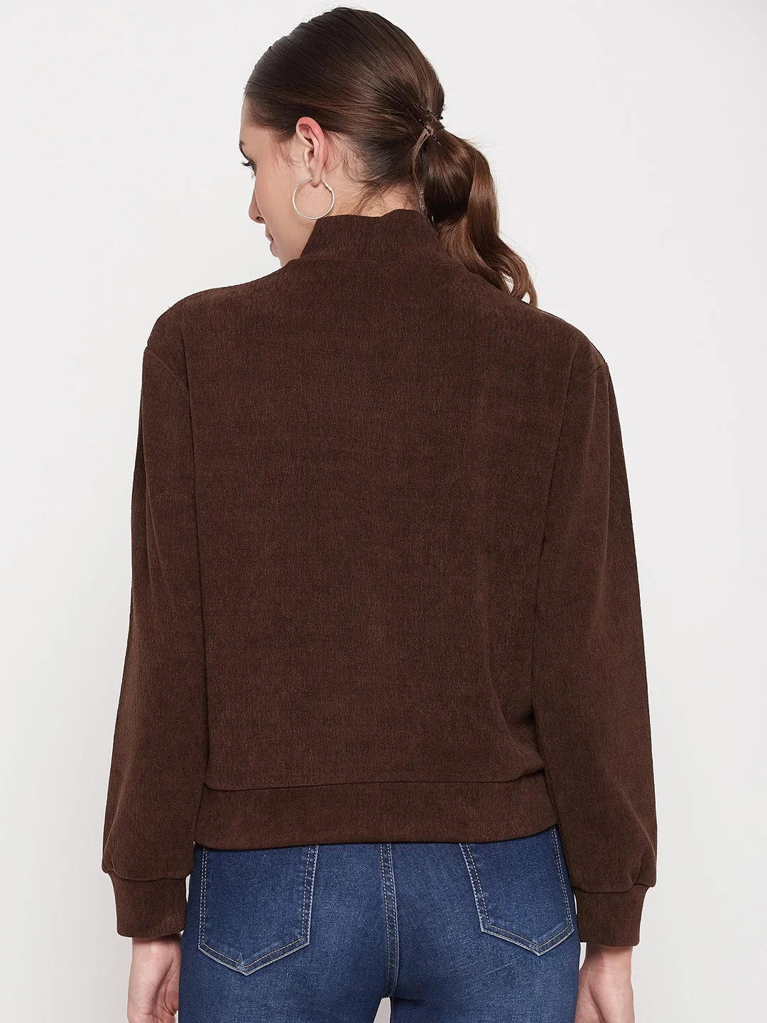 Core Chic Madame Brown Keyhole Neck Sweater