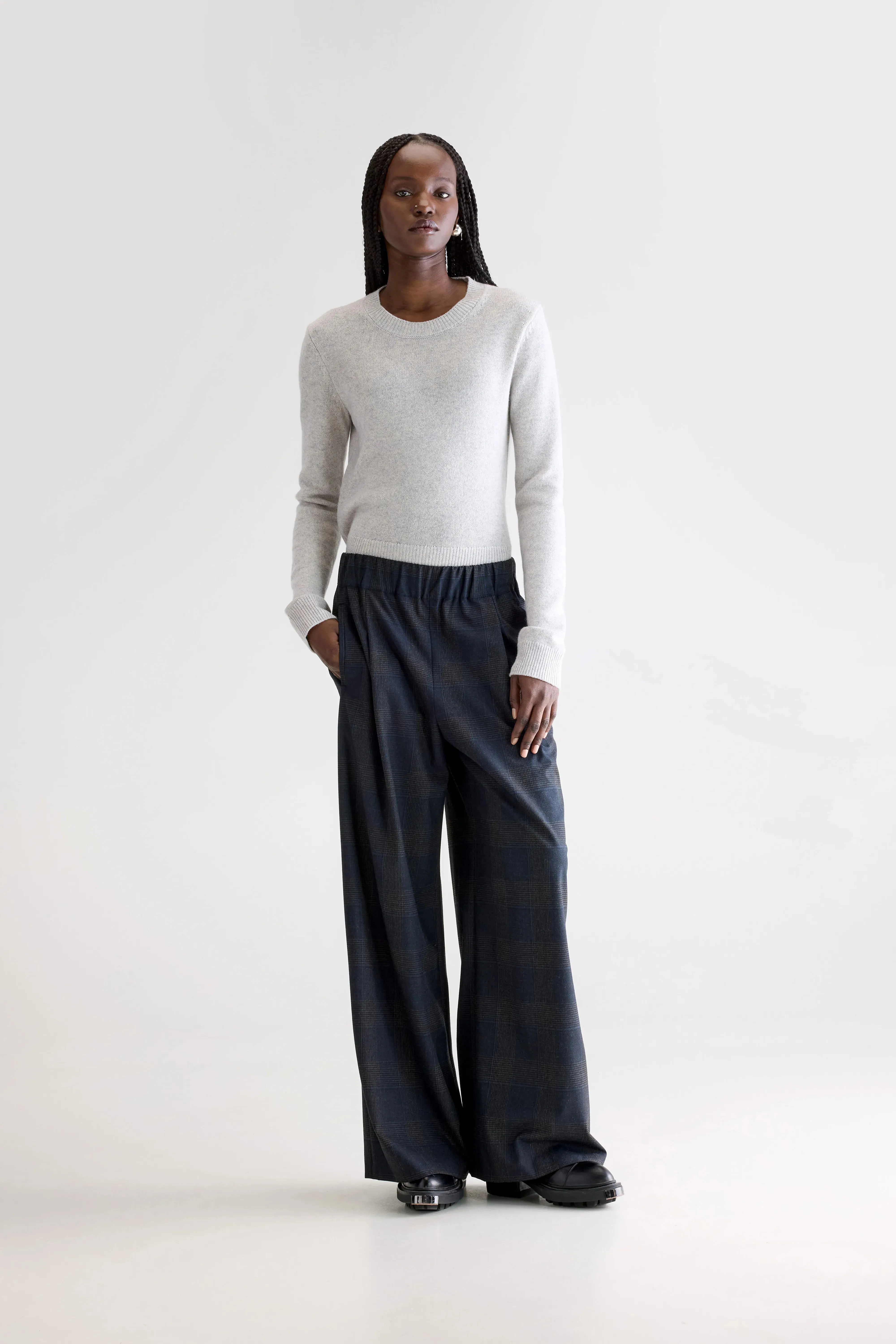 Breathable Mesh Panels Seamless Waistband Vespa wide trousers (252 / W / CHECK A)