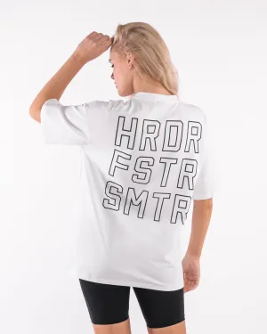 Lightweight Jacket High-Quality Fabric HRDR FSTR SMTR Oversized T-Shirt - White