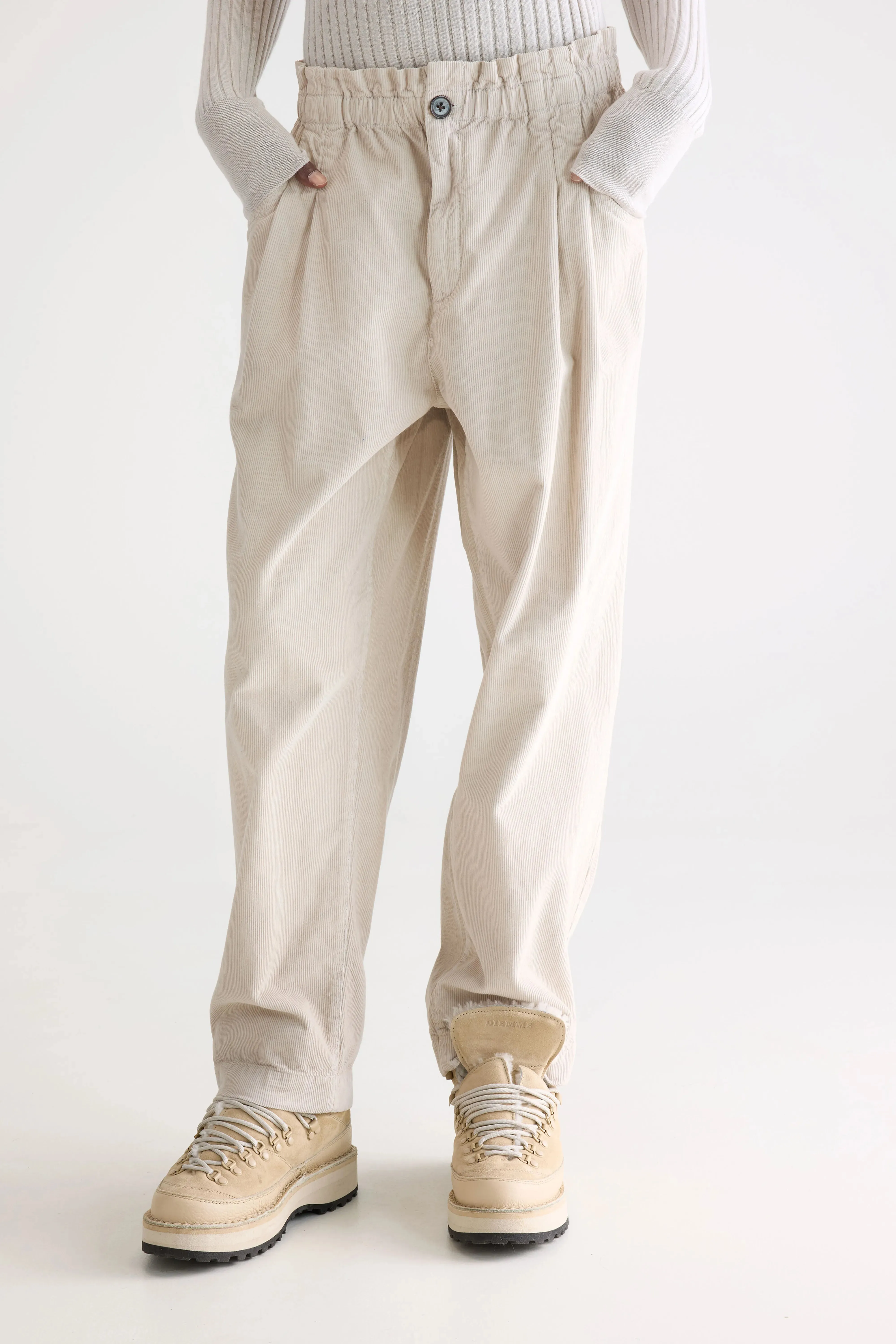 Rubberized Hem Lightweight Winona paperbag trousers (252 / W / STONE)