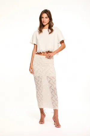 Clooney Stretch Lace Maxi Skirt Crisp Look