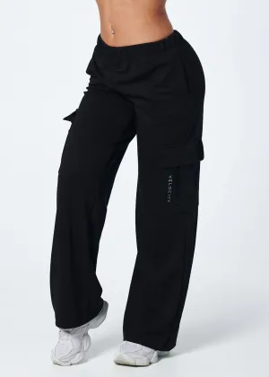 Breathable knit Star Light CARGO TRACKPANTS - BLACK