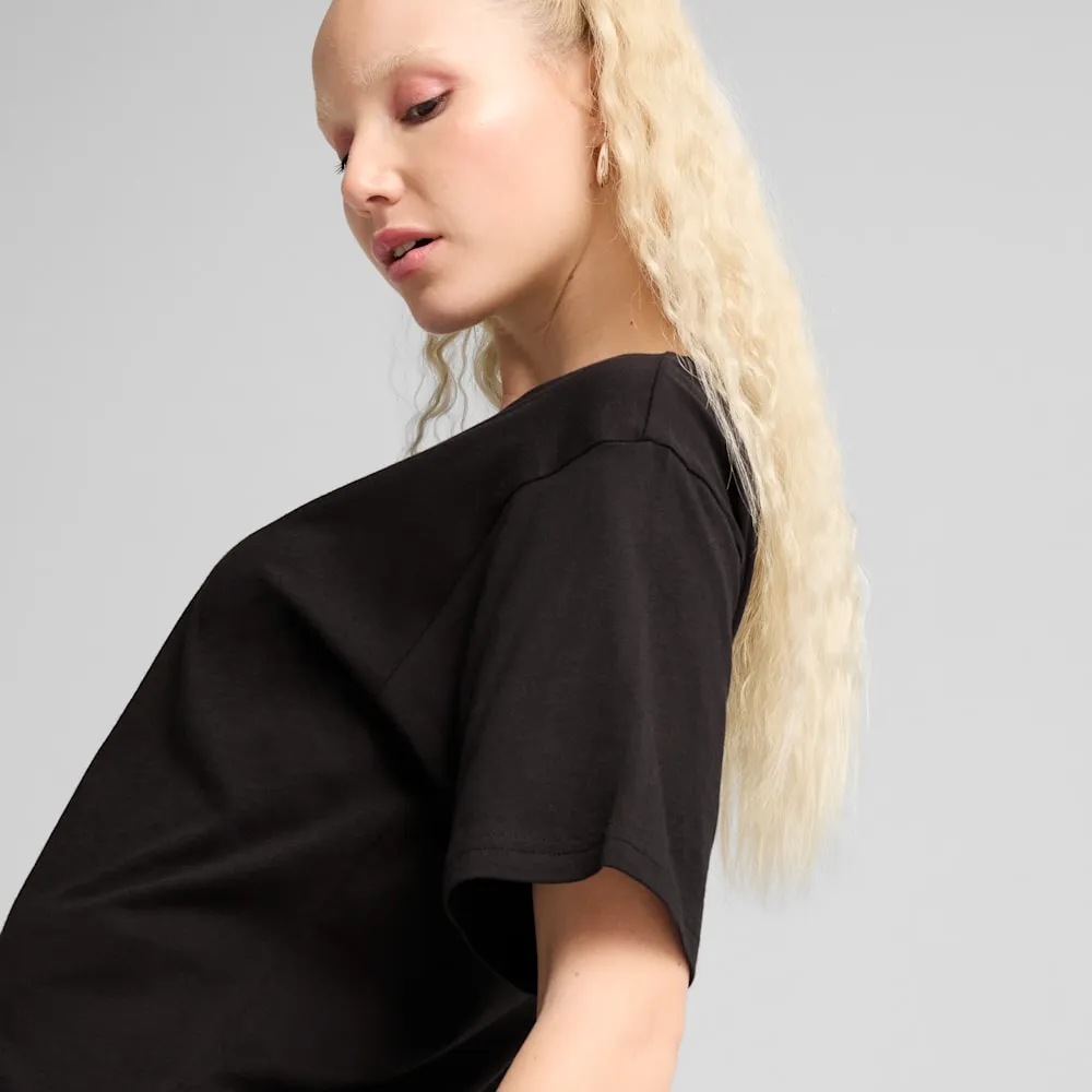 Stylish and Relaxed Low Impact Dye Puma Women's Essentials Relax Black Tee