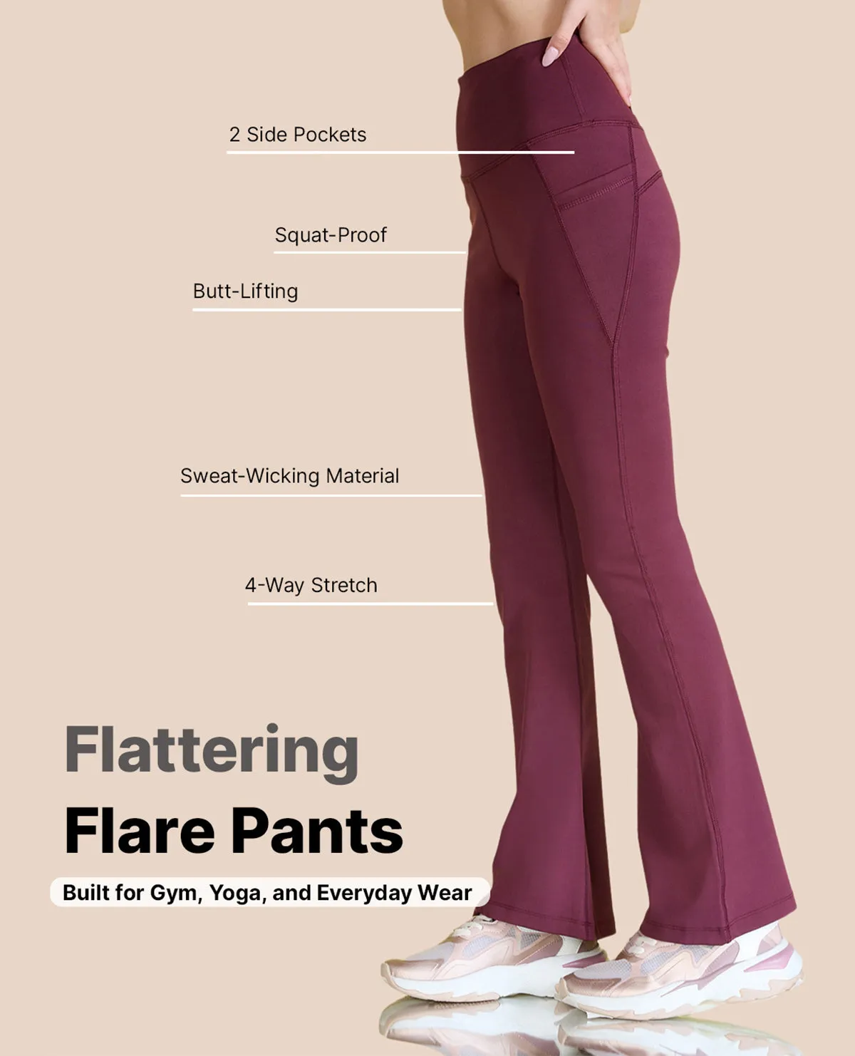 Women Stretchable Flared Pants Comfort Flex