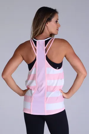 Glyder Lunar Tank - Pink Stripe Stretch Fiber Blend