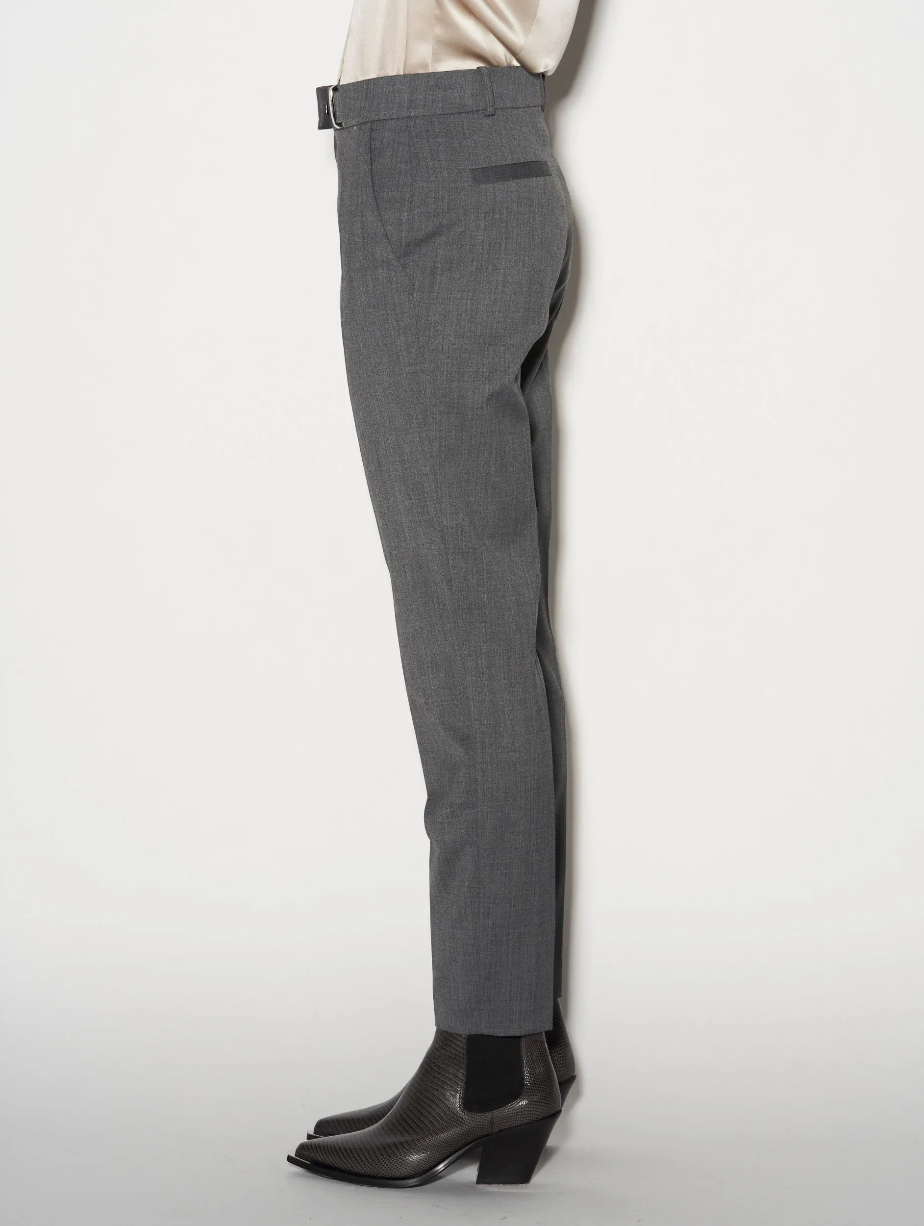 Roxy grey wool gabardine suit trousers Form Fitting