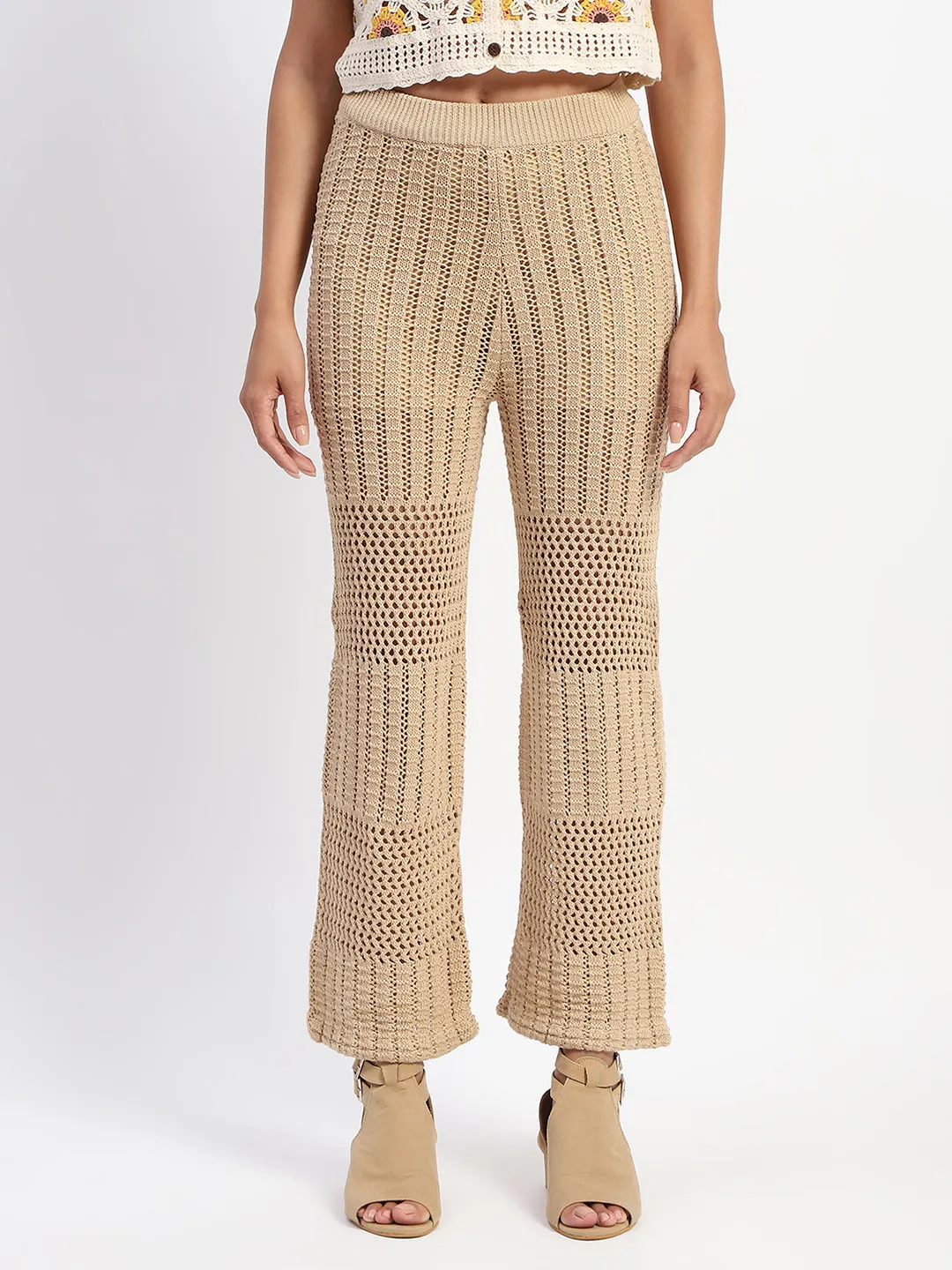Adjustable Closure Madame Brown Cotton Crochet Trouser
