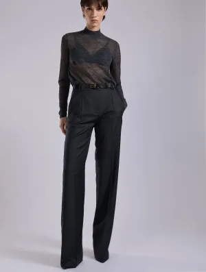 Grey wide-leg wool and cashmere twill trousers Sleek Fit Freedom Fit