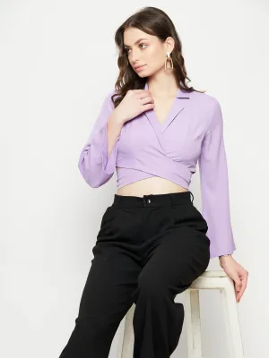 LowMaintenance Material Madame Lilac Tie-Back Crop Top