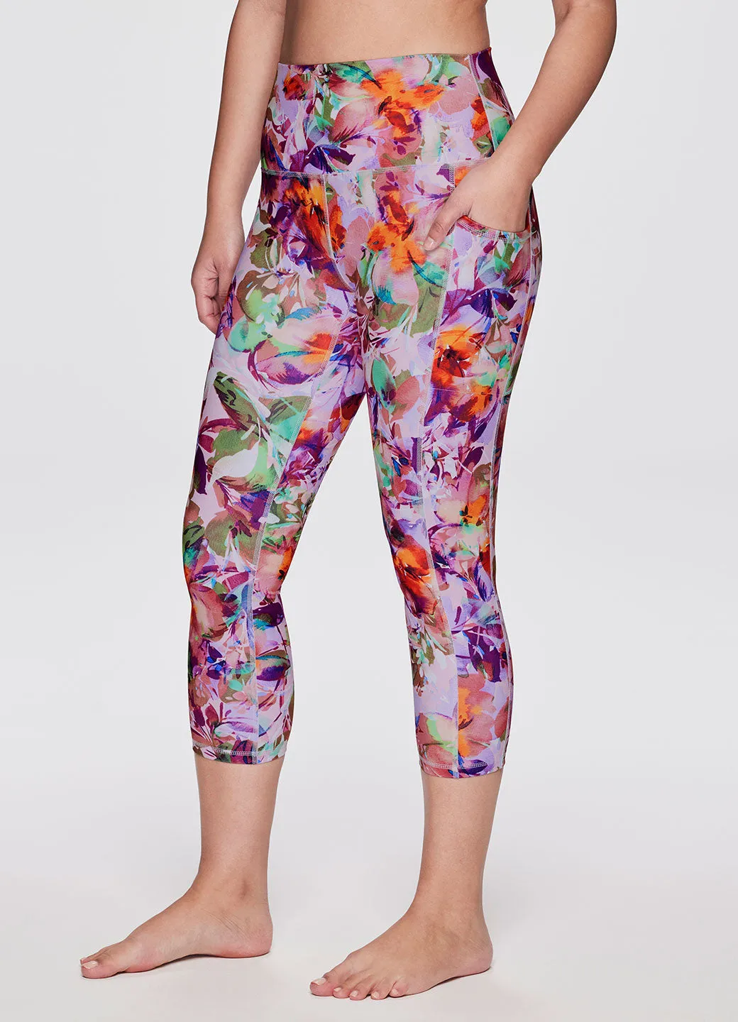 Breathable activewear Ankle length Tropical Floral Super Soft Capri