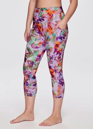 Tropical Floral Super Soft Capri Modern Stretch Mountain Hike Soft Touch