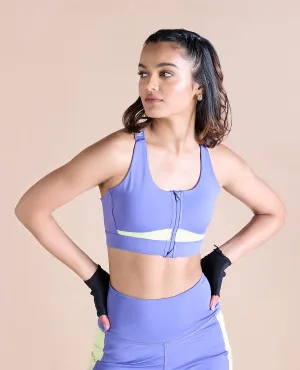 Women Mid Impact Zip Sports Bra with Removable Pads Strapless seams
