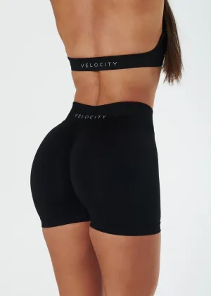 LUXE SCRUNCH SHORTS - BLACK Quick Drying Fabric