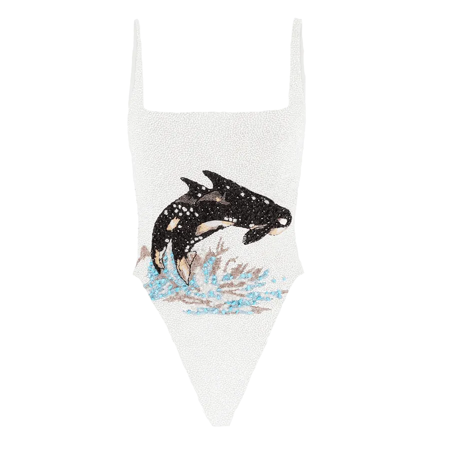 Marina Vintage Neckline Swimsuit High Density Knit Waterfront Vacation