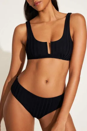 Comfort Fit Lining Wrinkle Resistant Blend Ursula Bralette Top - Black SuperRib