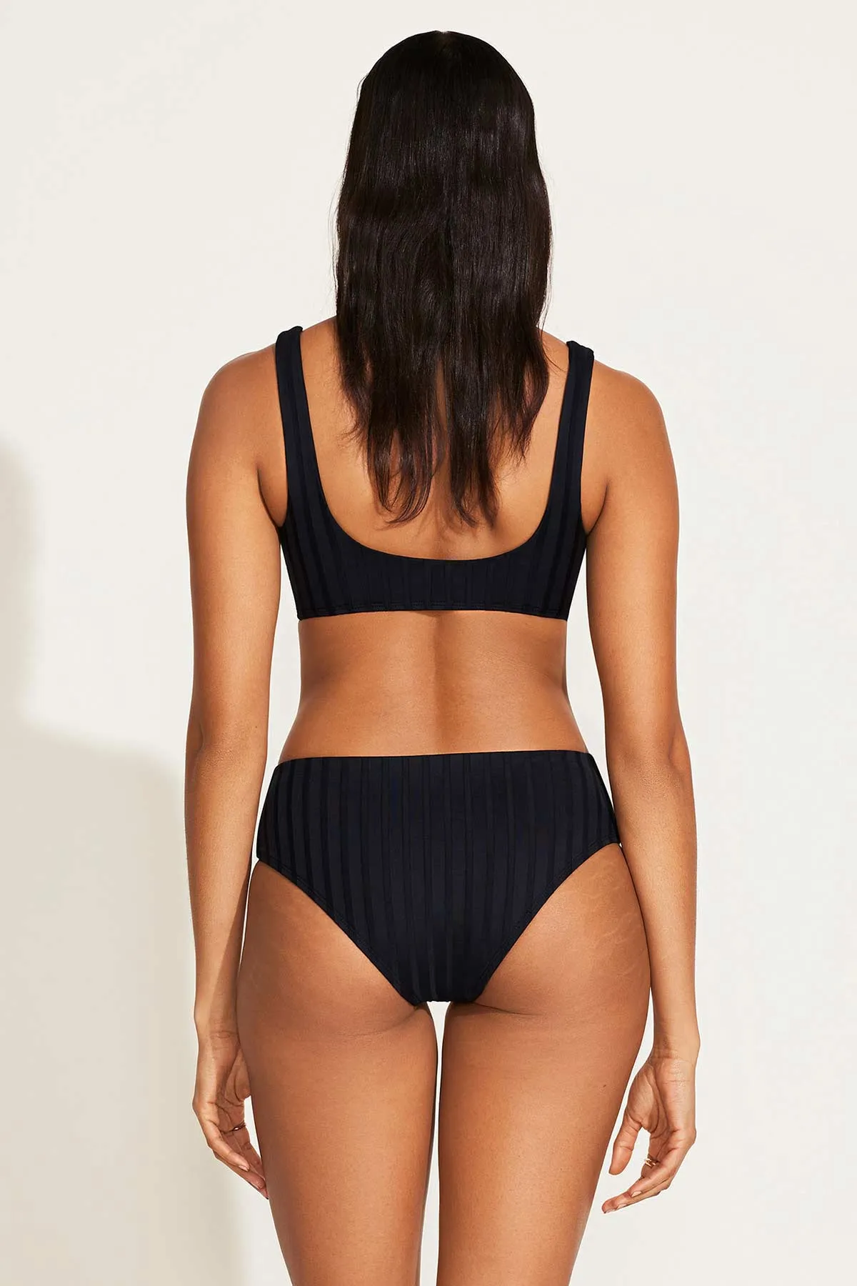 Ursula Bralette Top - Black SuperRib Thermal Regulation Layer Flexible Back Closure