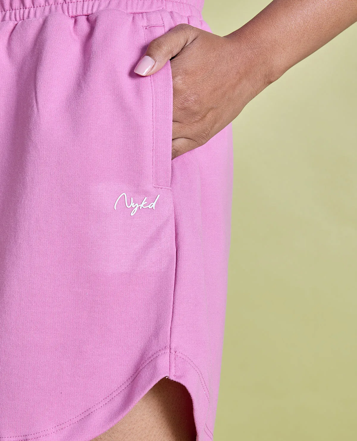 Nykd All Day  Knit Terry Shorts - NYLE503 - Fuschia pink Polyester fabric sustainable product