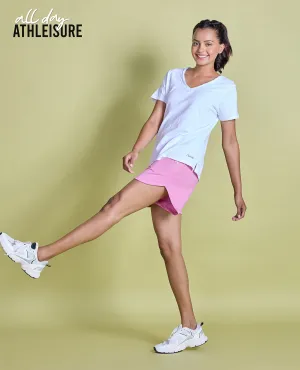 Gusseted Crotch Design Nykd All Day  Knit Terry Shorts - NYLE503 - Fuschia pink