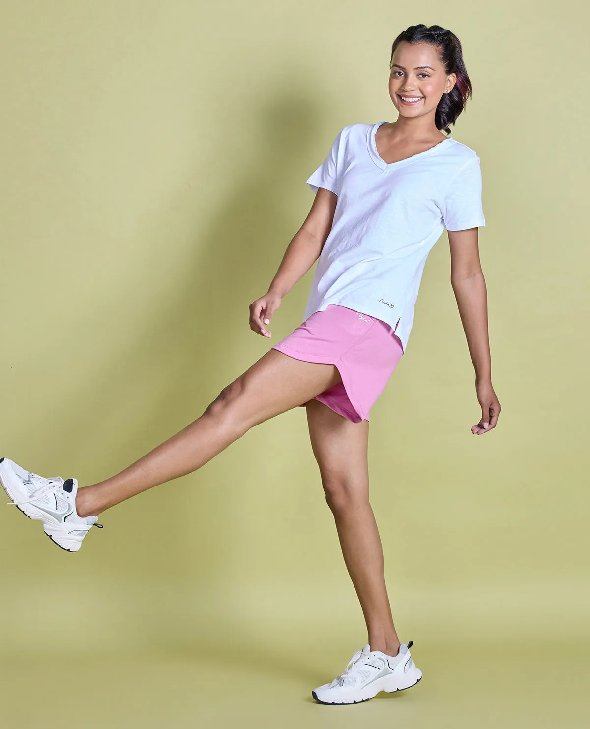 Gusseted Crotch mountain style Nykd All Day  Knit Terry Shorts - NYLE503 - Fuschia pink