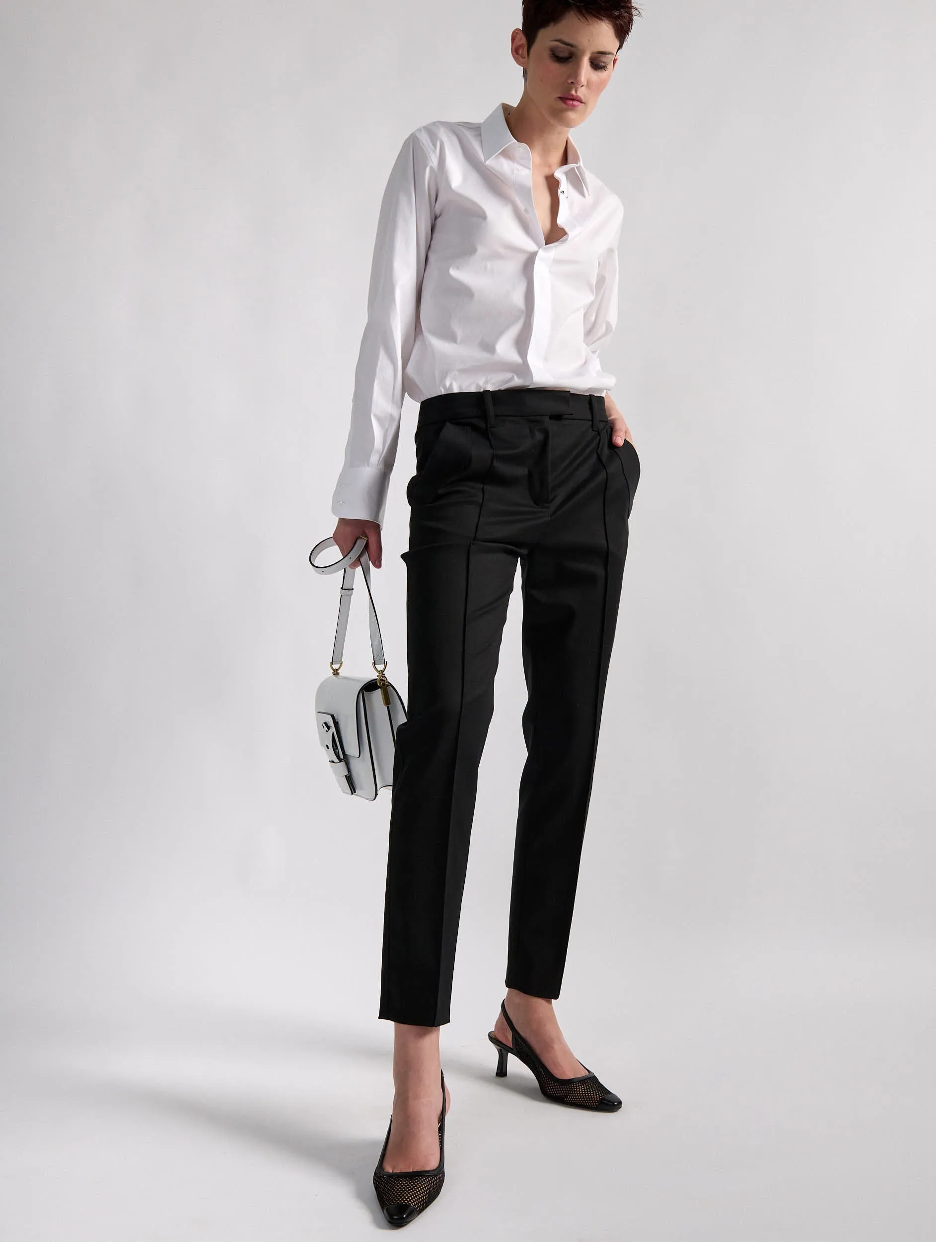 Black stretch cotton gabardine Roxy trousers Stylish Layers