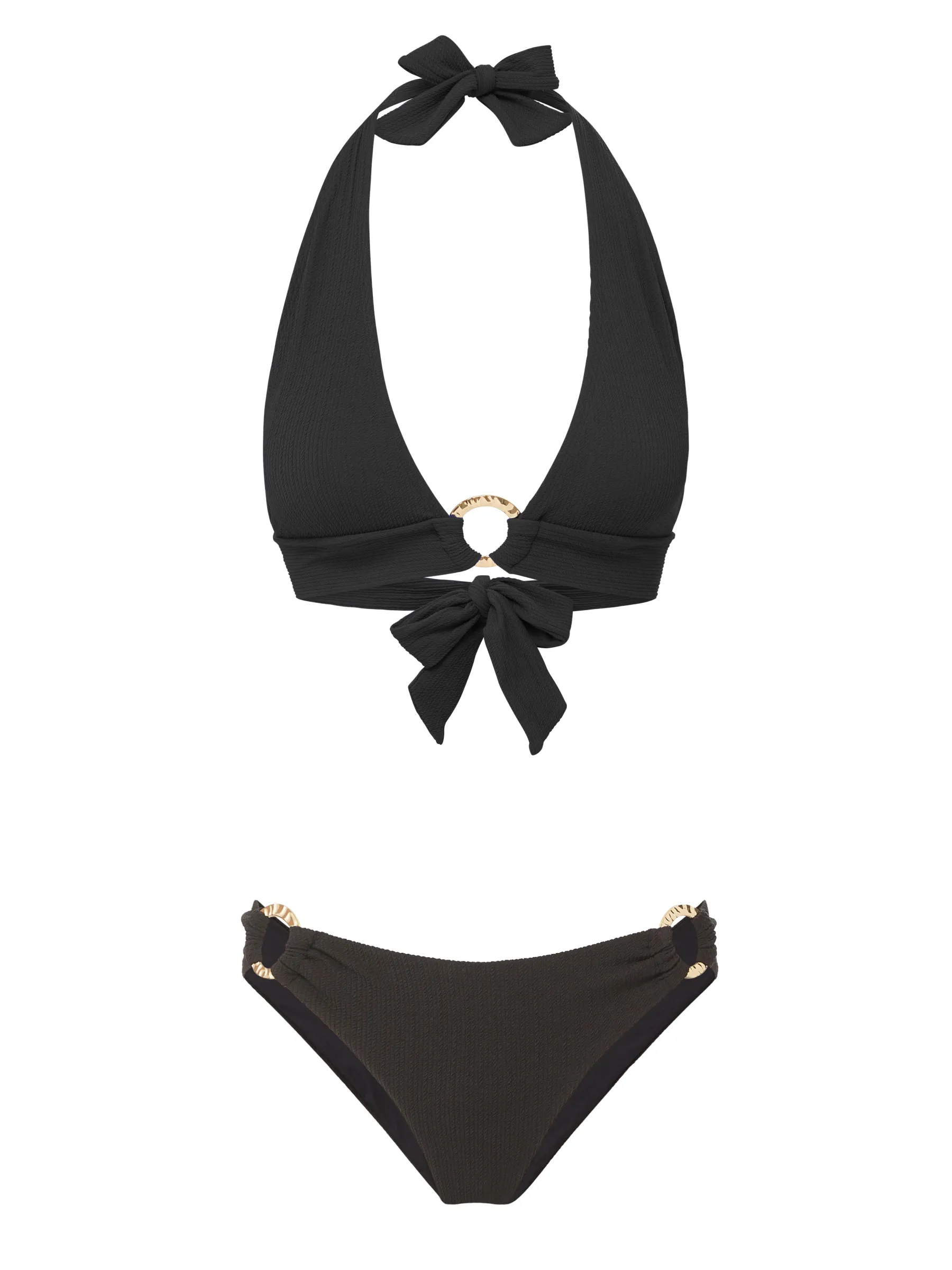 Anti Odor Treatment Erin Top   Ring Trim Bottom in Black Texture