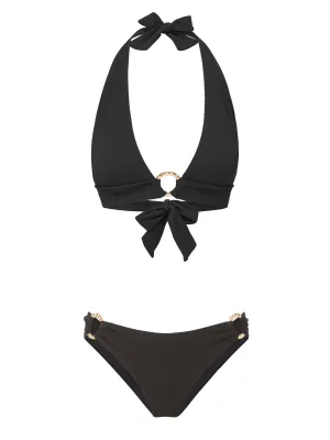 Anti Odor Treatment Erin Top   Ring Trim Bottom in Black Texture
