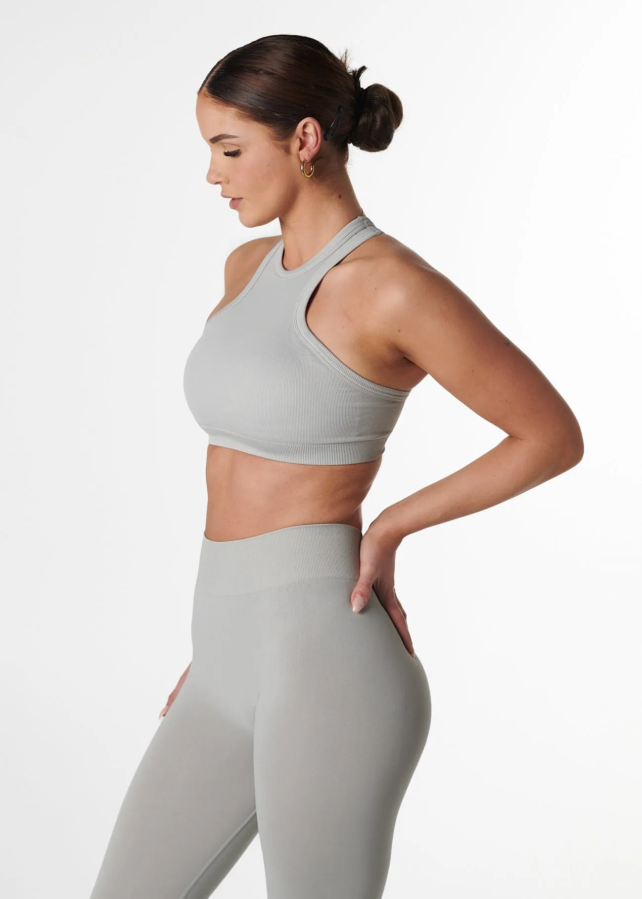 Ribbed cuffs seams SILHOUETTE CROP - FROST