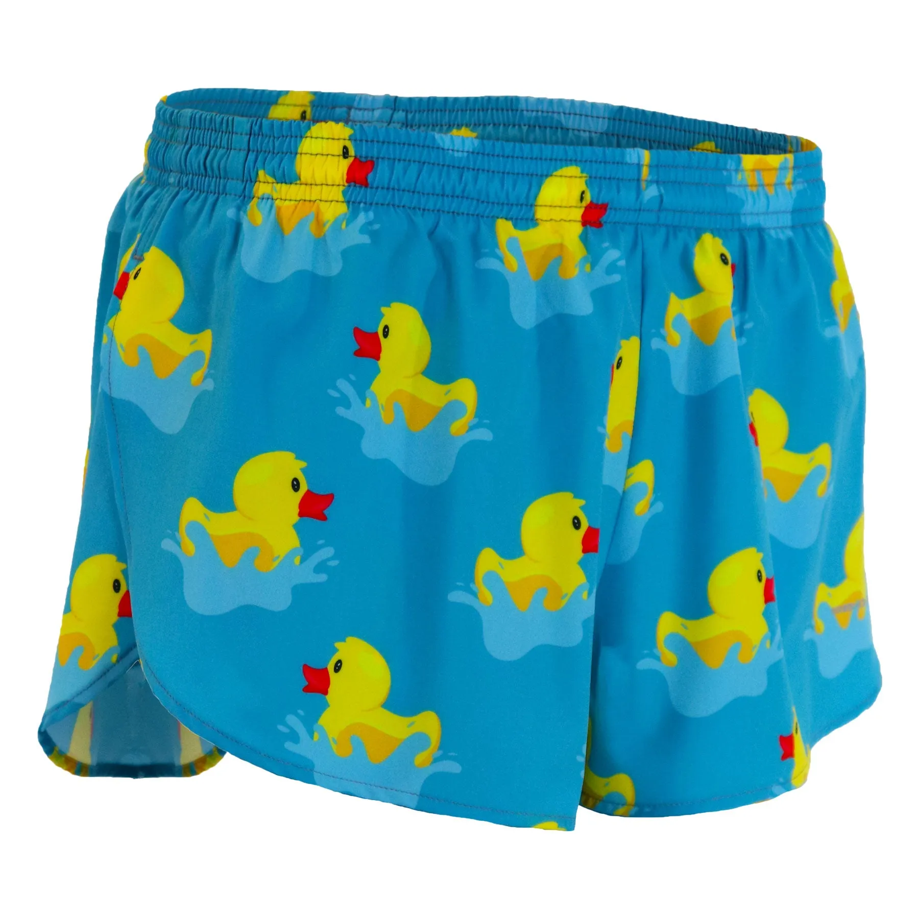 Women's Printed 1" Elite Split Shorts - Rubber Duckie Swimwear