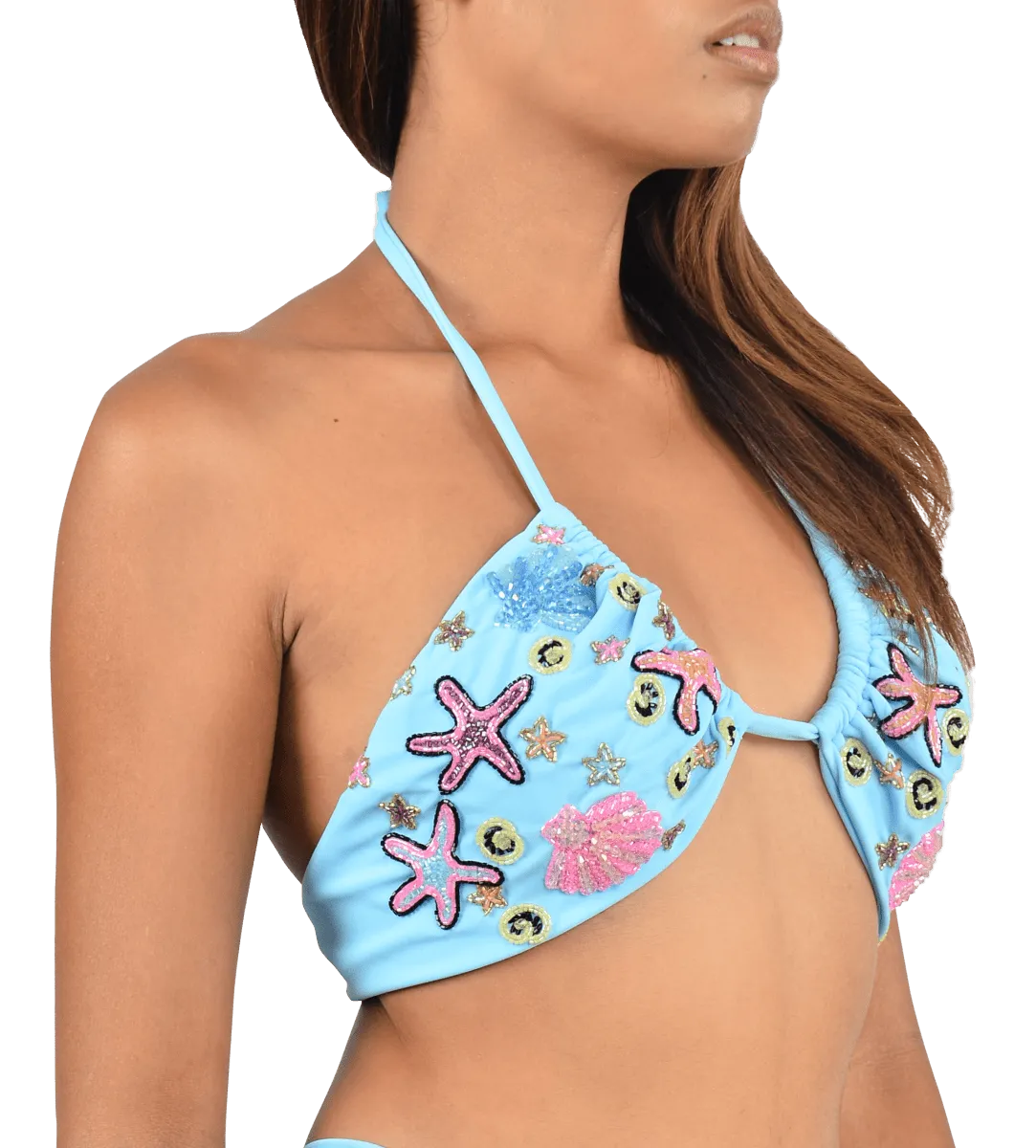 UPF Rated Fabric Fia Tropical Hand Embroidered Bikini Top