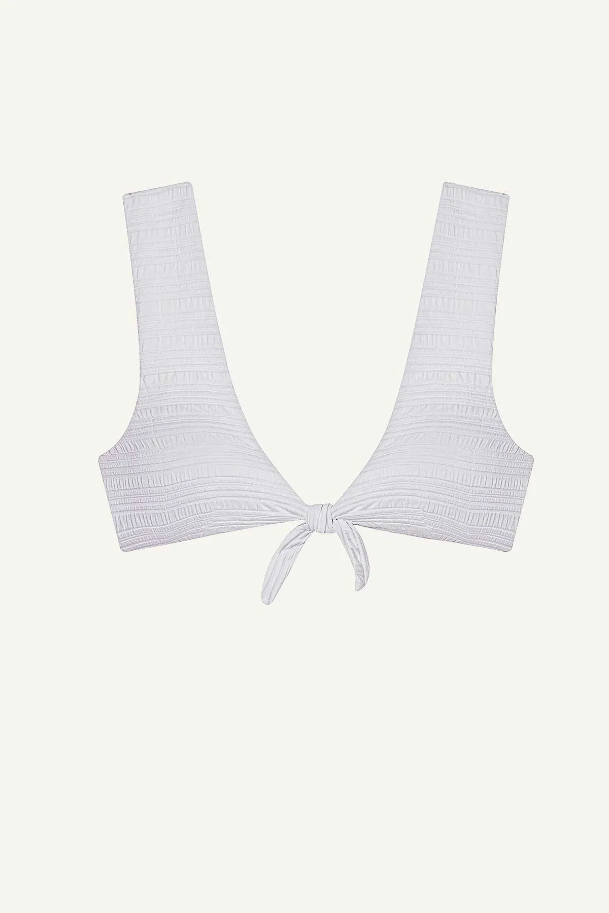 Flexible Underwire Design Cassia Crop Top - White Seersucker Stripe