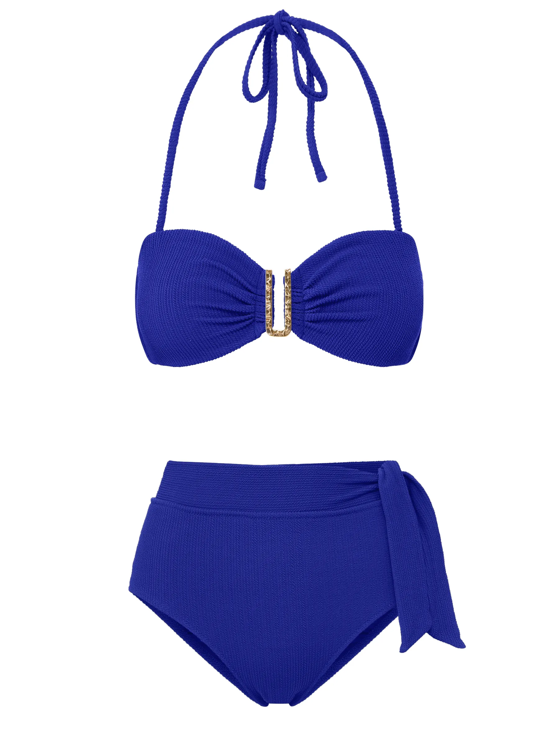 Adjustable Straps Cindy Top   Side Tie High Waist Bottom in Iris