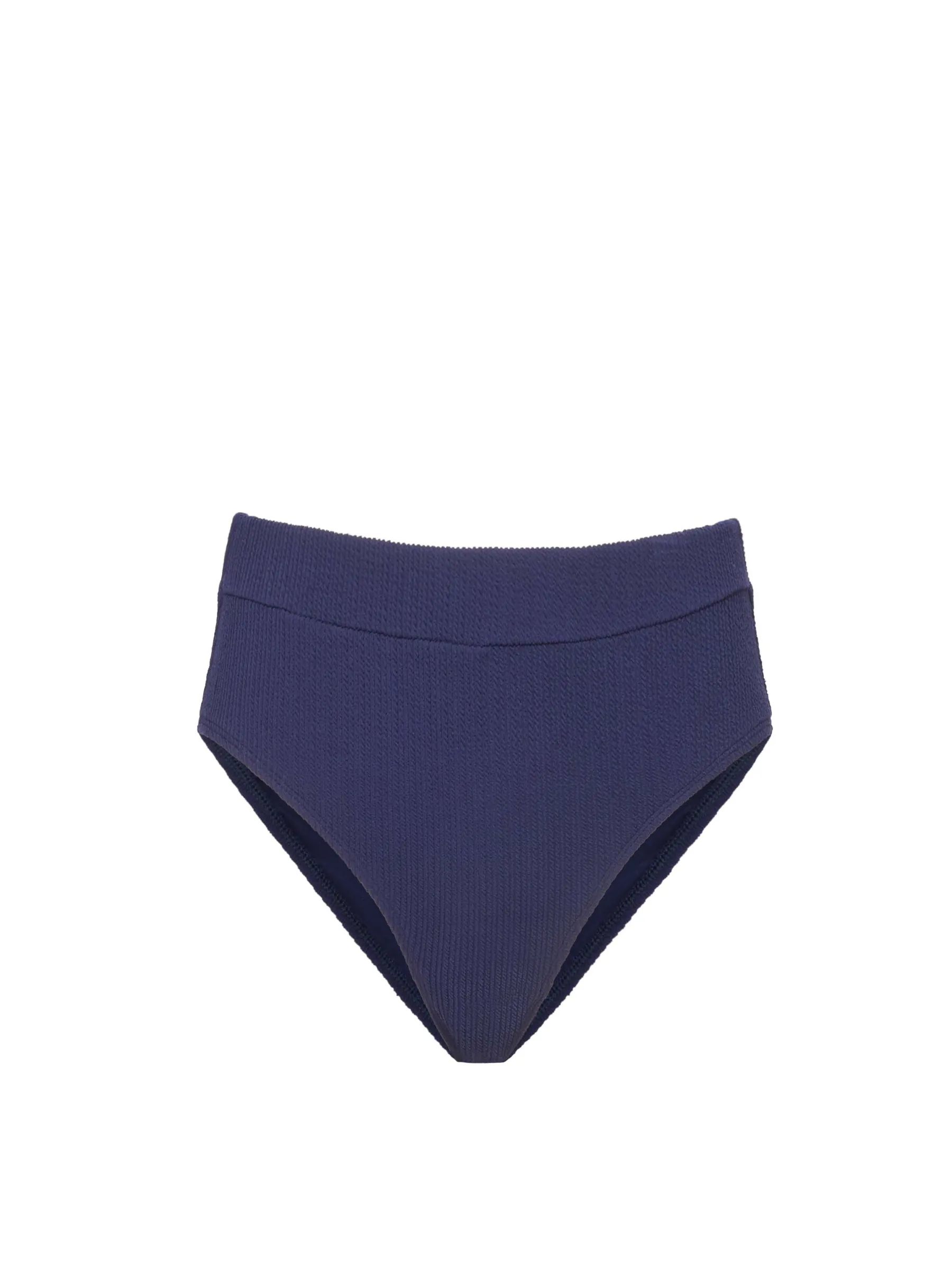 Hi Leg Hi Waist Bottom In Navy Texture Ultra Fine Mesh Insert