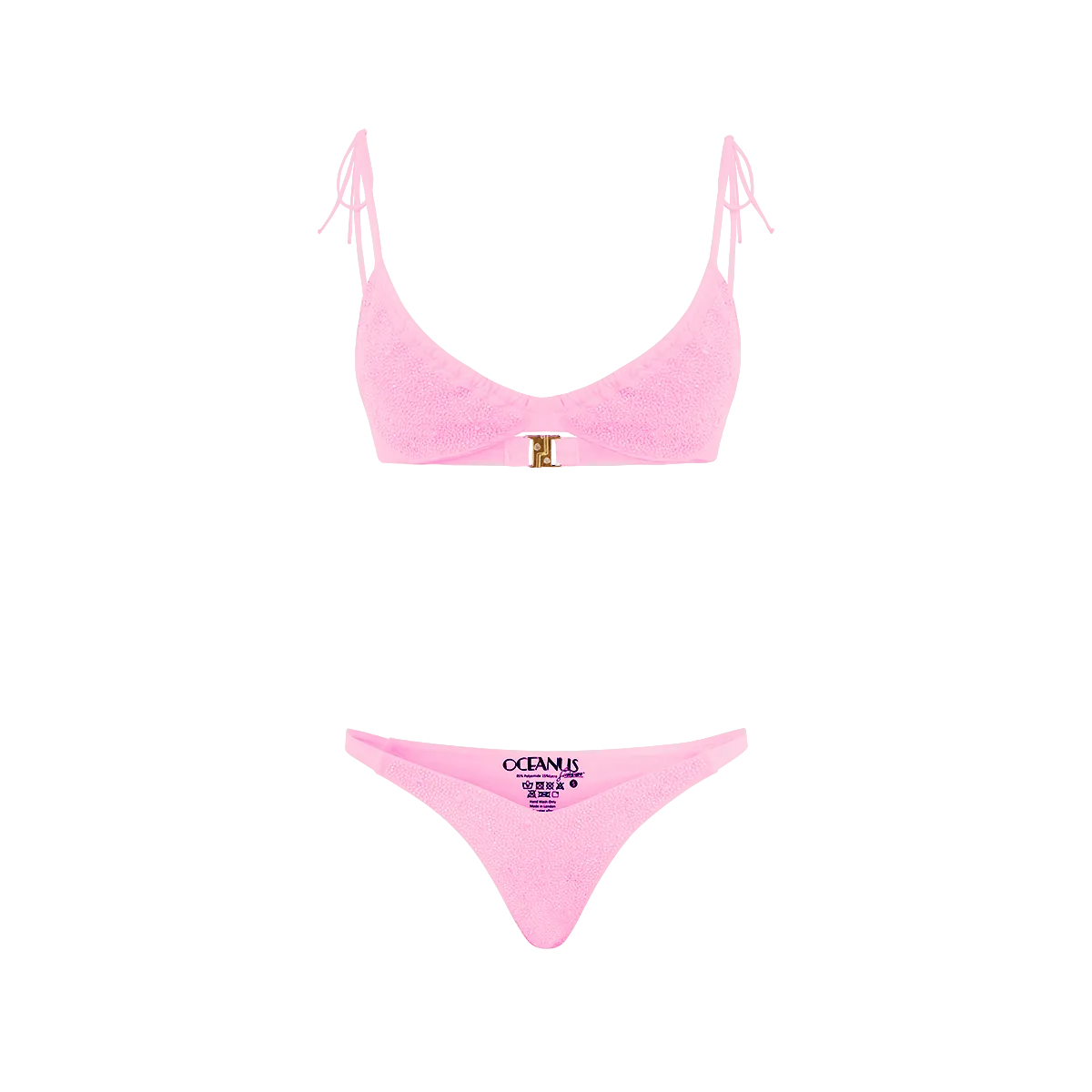 Ariel Hand Embroidered Underwire Bikini Top Quick Release Clasps Odor Resistant Treatment