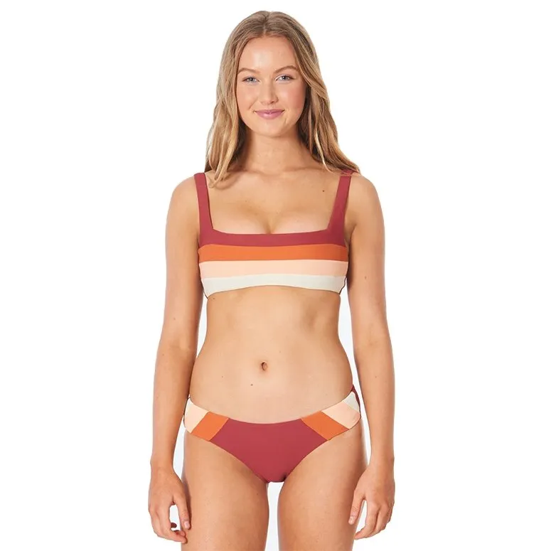Multi Way Strap System Bonded Seam Technology Golden Days Block Bra Swim Top
