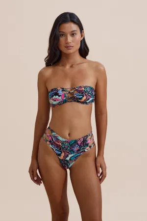 Anti Odor Treatment Mesh Ventilation Panels Leilani Bikini Top - Tropical Sketch