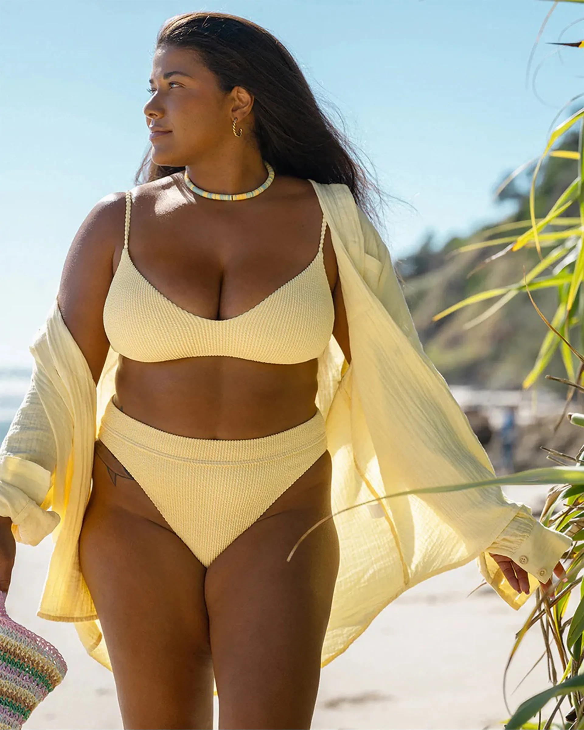 Summer High Bralette Bikini Top Low Profile Fastener Full Coverage Bottom