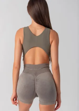 Adjustable Hem NonIrritatingSeams RACER CROP - GREEN