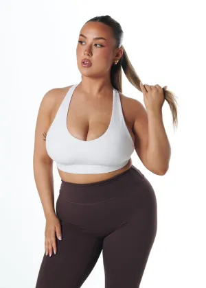 Gray sports outfit Collared seams SERENE SUPPORT BRA - WHITE