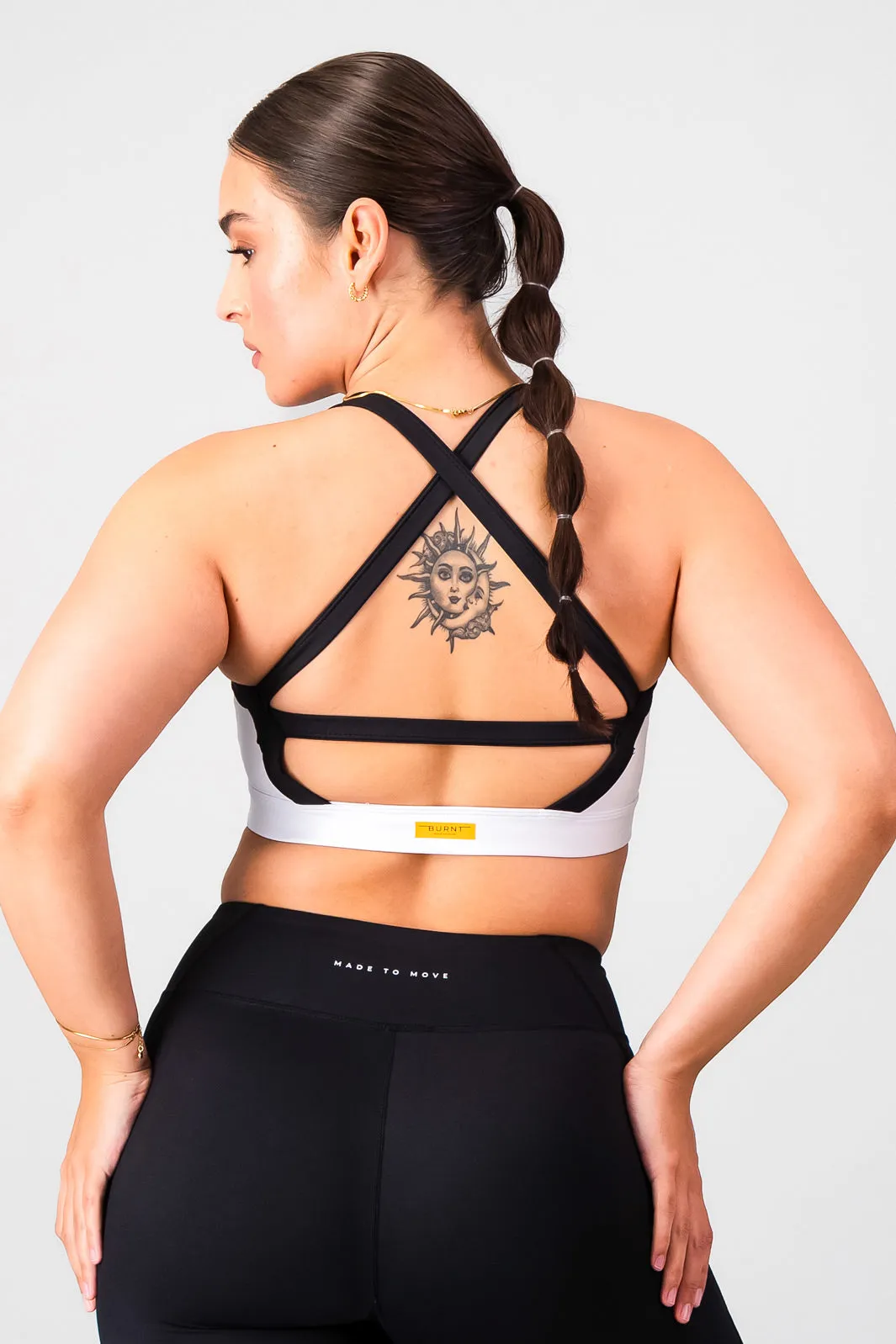 Milan Sports Bra - White Elastic Non-Slip Grip