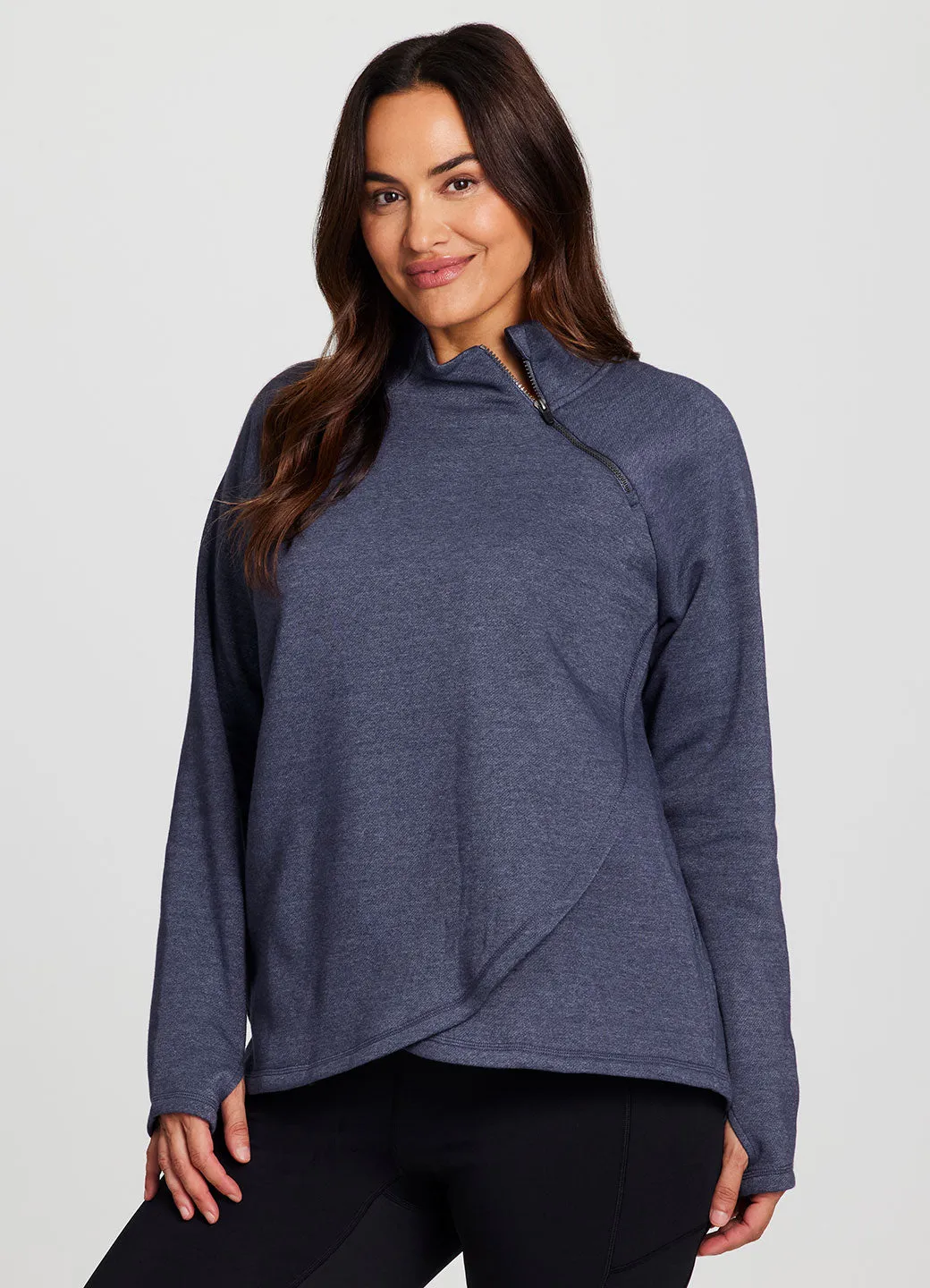 Adaptive Compression Levels Fitness Training Shape Retain Plus Prime Ready To Roll Fleece Zip Mock Neck Pullover Everyday Flex