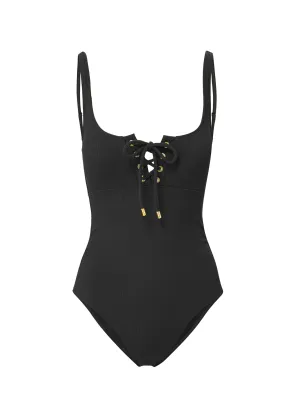 Beach Fun Ergonomic Cut Taylor One Piece In Black Texture