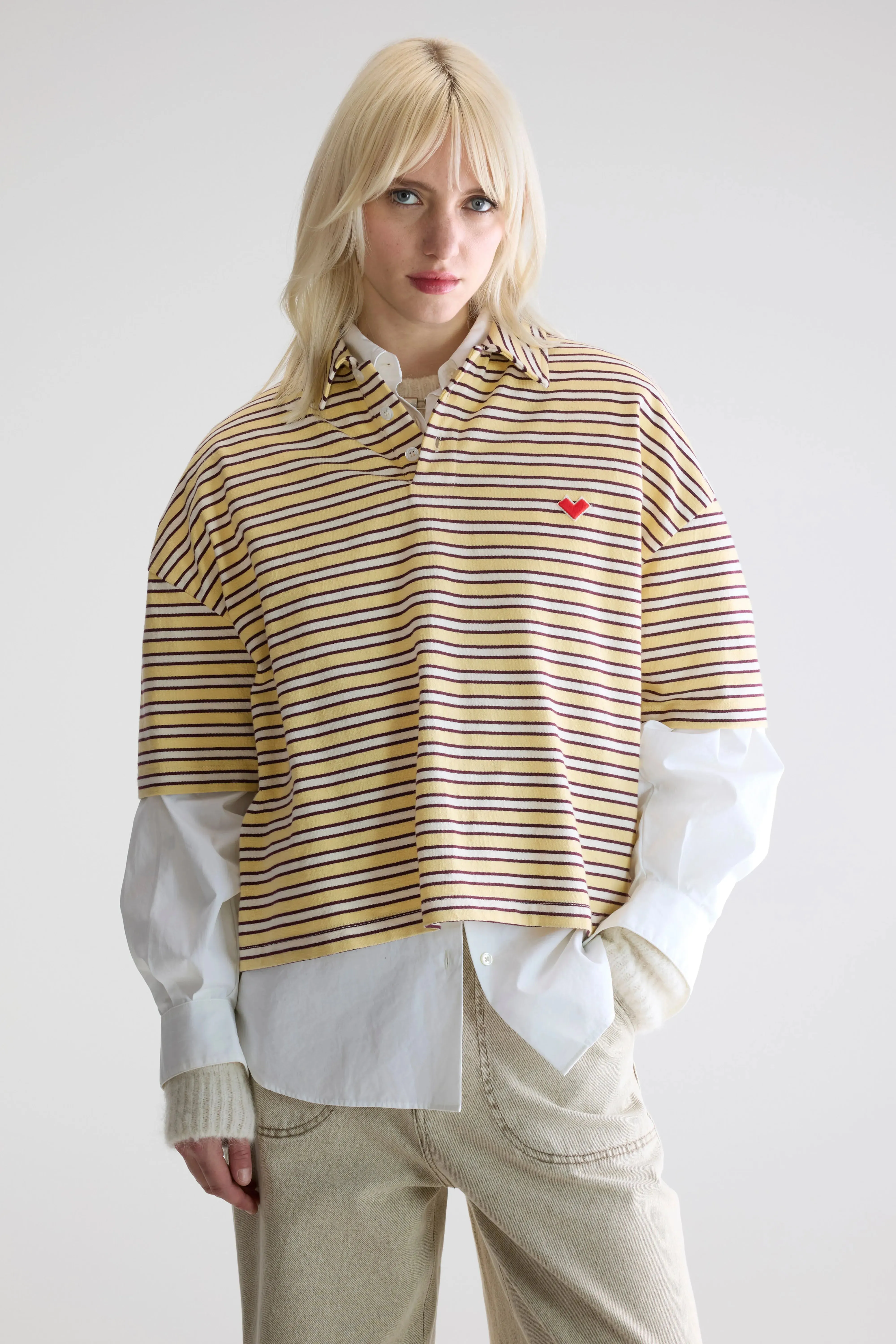 Modern Casual Seam Free Shoulders Foolo short-sleeve polo (252 / W / STRIPE A)