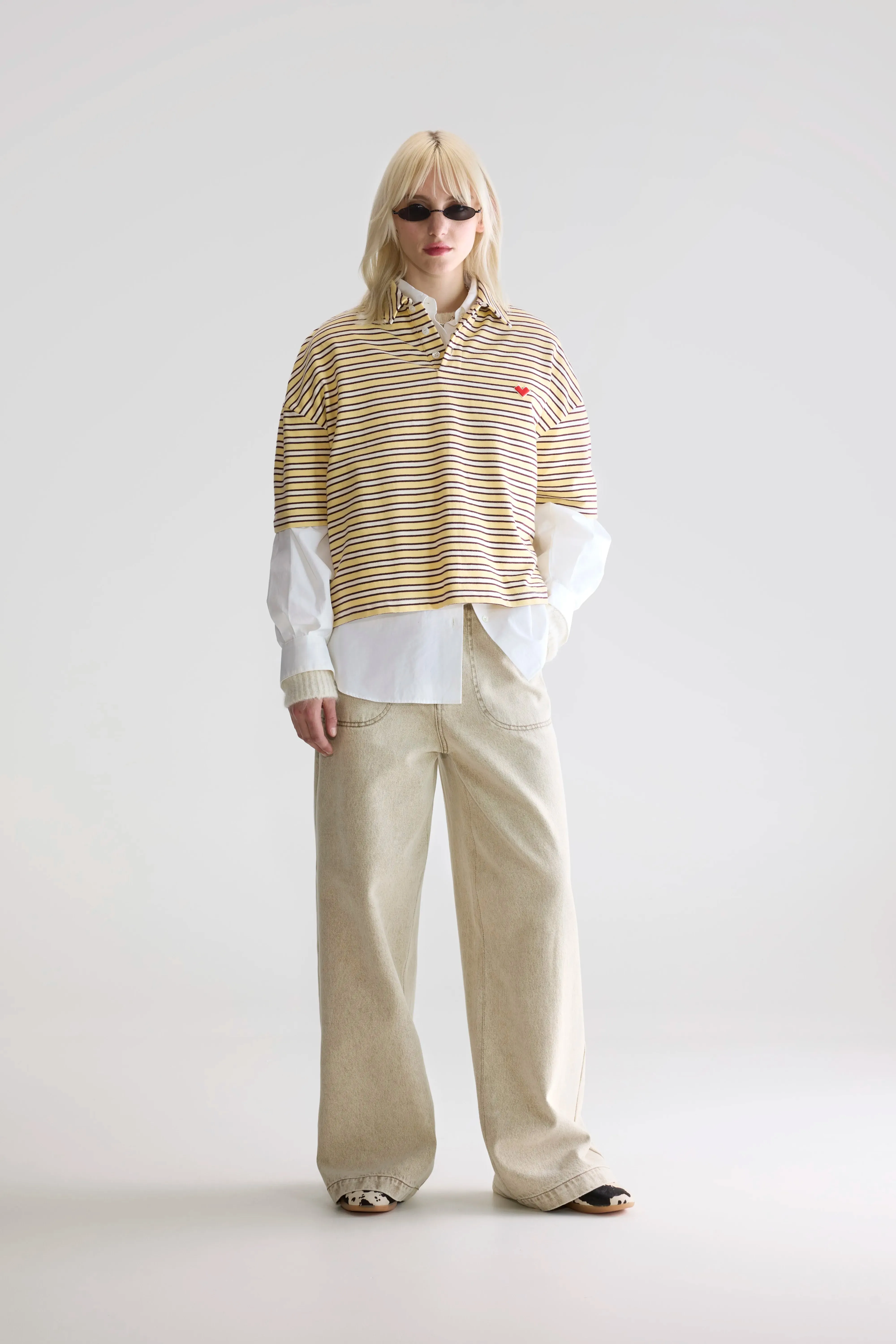 Cozy Feeling Foolo short-sleeve polo (252 / W / STRIPE A)
