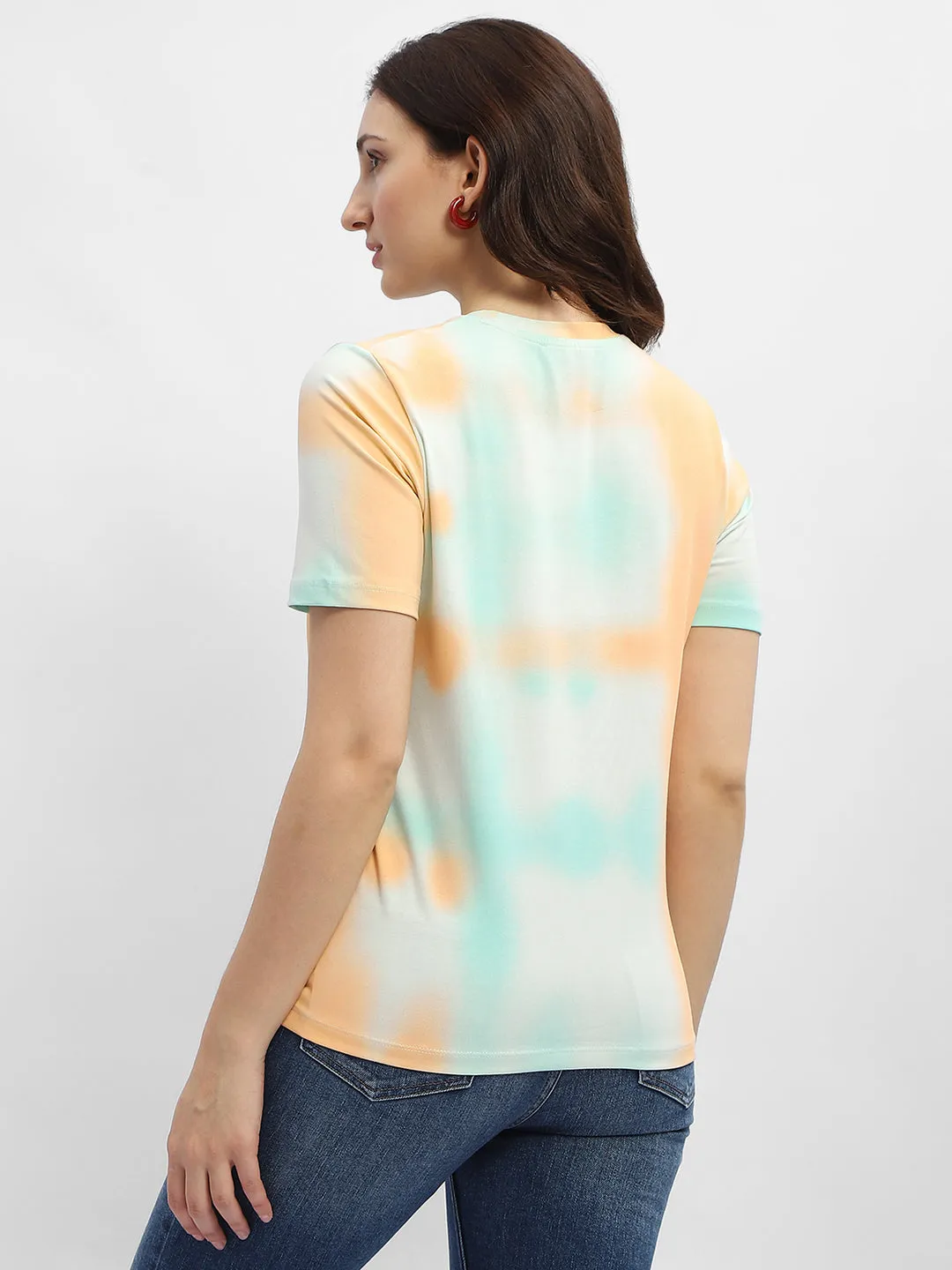 Madame Tie-Dye Orange Cotton T-Shirt Breathable Mesh Panels Breathable Comfort