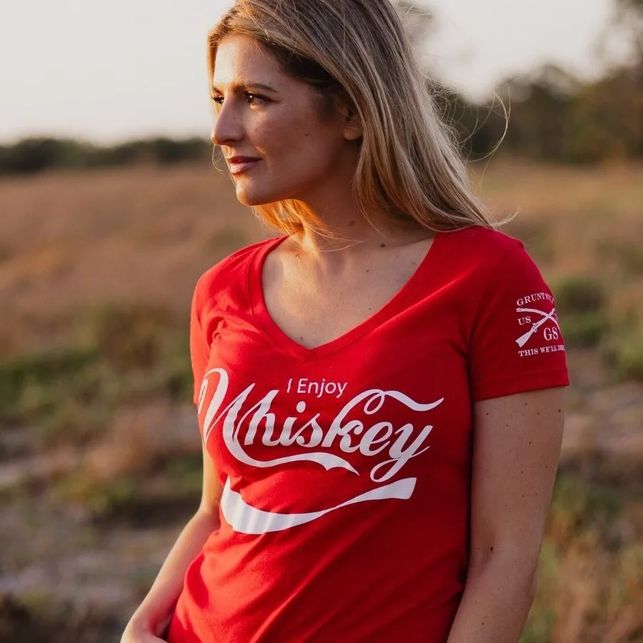 Everyday Layer All-Purpose Wear Women's Enjoy Whiskey V-Neck - Red