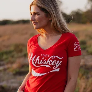 AllWeatherComfort Sporty Top Women's Enjoy Whiskey V-Neck - Red