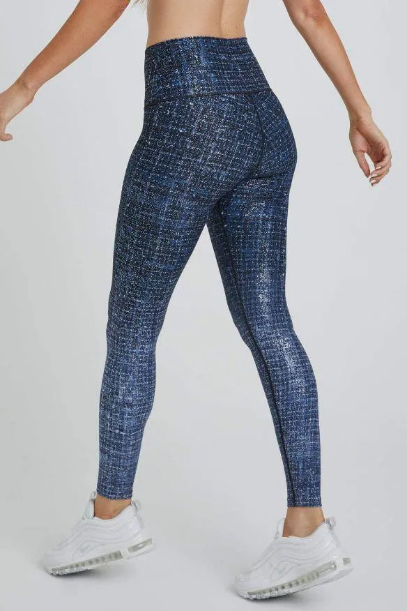 Active Style Sport Look Wear It To Heart Navy Tweed Foil High Waist Legging