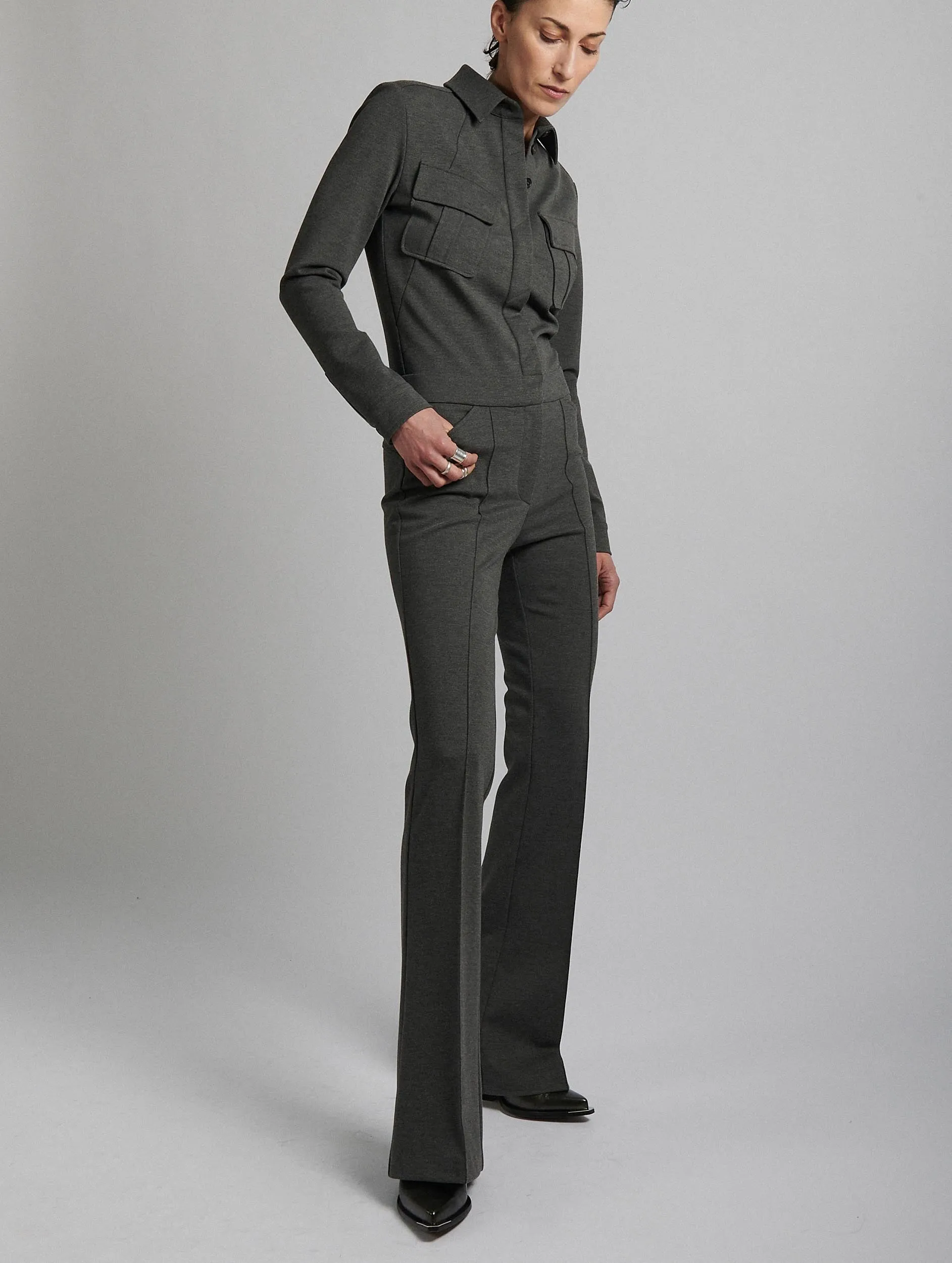 Everyday Essential Hip Friendly Pockets Grey jumpsuit in milano jersey